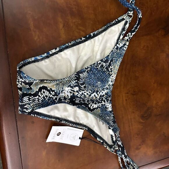 Shade & Shore Blue Snakeskin Print Cheeky Bikini Bottoms, Size Small NWT - Picture 6 of 7